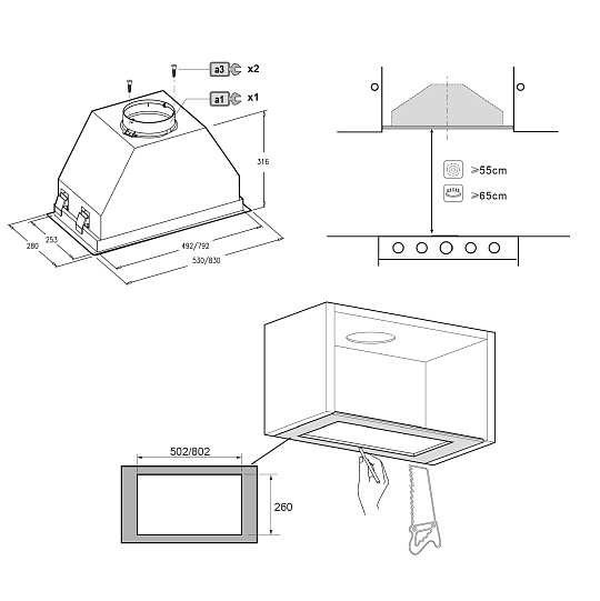 Полновстраиваемая вытяжка KHI 60945 DGN