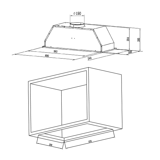 Полновстраиваемая вытяжка KHI 60087 W